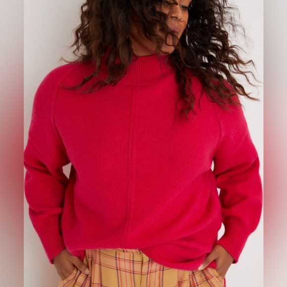 Anthropologie Maeve Hot Pink Crystal Tunic Sweater | Women Small - Picture 1 of 7